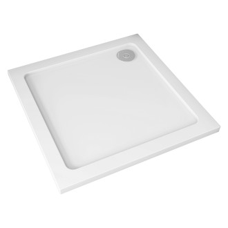 CERANO - Sprchová vanička čtvercová Piato - litý mramor - bílá lesklá - 90x90x3 cm