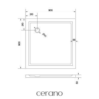 CERANO - Sprchová vanička čtvercová Soto - akrylát - bílá lesklá - 90x90x5 cm