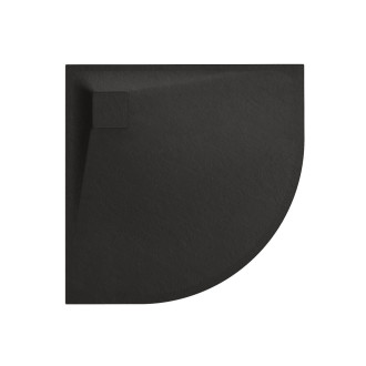 CERANO - Sprchová vanička čtvrtkruhová Quarto - SMC/minerální kompozit - strukturovaná černá matná - 90x90x3 cm