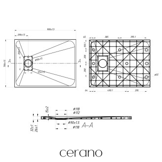 CERANO Sprchová vanička obdél.Gusto černá matná 90x70 cm CER-414581