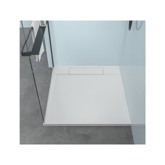 CERANO - Sprchová vanička obdélníková Loro - litý mramor - bílá matná - 120x90x3,5 cm