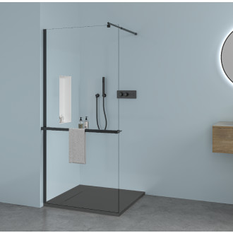 CERANO - Sprchová vanička obdélníková Loro - litý mramor - tmavě šedá - 120x80x3,5 cm