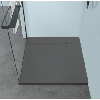 CERANO - Sprchová vanička obdélníková Loro - litý mramor - tmavě šedá - 120x90x3,5 cm