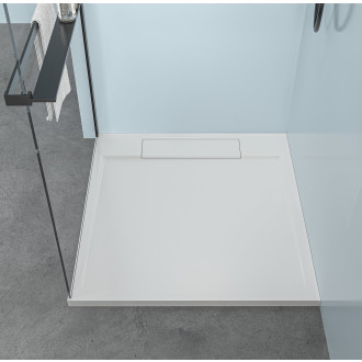 CERANO Sprchová vanička z litého mramoru čtvercová Loro bílá matná 90x90 cm CER-437087