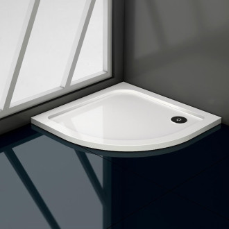 CERANO - Sprchová vanička čtvrtkruhová Piato - litý mramor - bílá lesklá - 100x100x3 cm