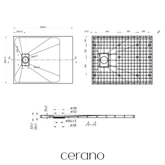 CERANO - Sprchová vanička obdélníková Gusto - SMC/minerální kompozit - strukturovaná bílá matná - 100x80x3 cm