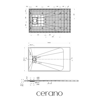 CERANO - Sprchová vanička obdélníková Gusto - SMC/minerální kompozit - strukturovaná černá matná - 140x80x3 cm