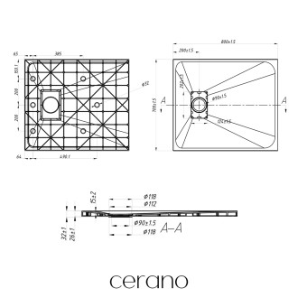 CERANO - Sprchová vanička obdélníková Gusto - SMC/minerální kompozit - strukturovaná černá matná - 80x70x3 cm