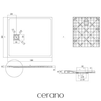 CERANO - Sprchová vanička obdélníková Pablo - SMC/minerální kompozit - strukturovaná bílá matná - 100x90x3 cm