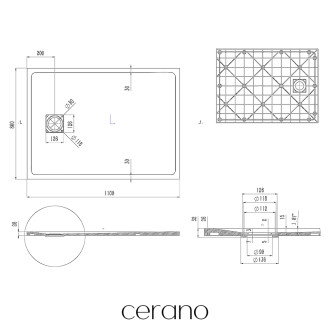 CERANO - Sprchová vanička obdélníková Pablo - SMC/minerální kompozit - strukturovaná ivory - 110x80x3 cm