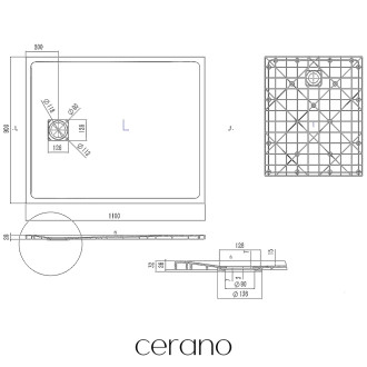 CERANO - Sprchová vanička obdélníková Pablo - SMC/minerální kompozit - strukturovaná ivory - 110x90x3 cm