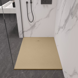 CERANO - Sprchová vanička obdélníková Pablo - SMC/minerální kompozit - strukturovaná ivory - 150x90x3 cm