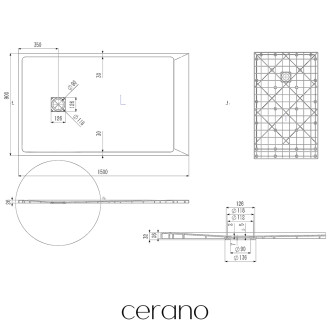CERANO Sprchová vanička obdelníková Pablo - šedá - 150x90 cm CER-481336