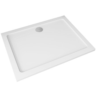 CERANO - Sprchová vanička obdélníková Piato - litý mramor - bílá lesklá - 90x80x3 cm