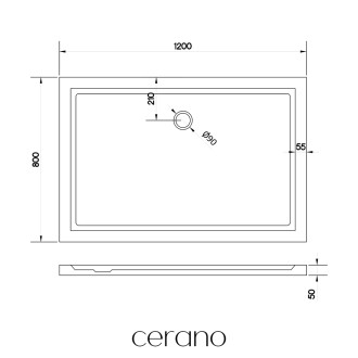 CERANO - Sprchová vanička obdélníková Soto - akrylát - bílá lesklá - 120x80x5 cm