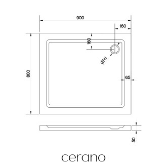 CERANO - Sprchová vanička obdélníková Soto - akrylát - bílá lesklá - 90x80x5 cm