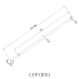 CERANO - Sprchová vzpěra kulatá, teleskopická Onyx - zlatá - 77-140 cm
