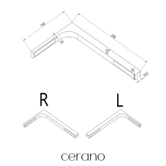 CERANO - Sprchová vzpěra Onyx L - pravá - 29x15 cm - chrom