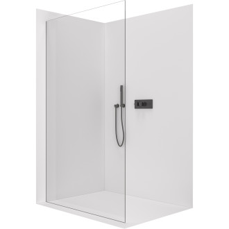 CERANO - Sprchová zástěna Walk-in Crystal L/P - 10 mm - bezvzpěrový systém - černá matná, transparentní sklo - 130x200 cm