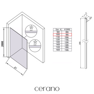 CERANO - Sprchová zástěna Walk-in Crystal L/P - 10 mm + polička/držák na ručníky - bezvzpěrový systém - chrom, grafitové sklo - 100x200 cm