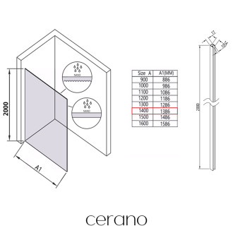 CERANO - Sprchová zástěna Walk-in Crystal L/P - 10 mm + polička/držák na ručníky - bezvzpěrový systém - chrom, grafitové sklo - 140x200 cm