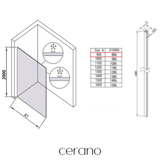 CERANO - Sprchová zástěna Walk-in Crystal L/P - 10 mm + polička/držák na ručníky - bezvzpěrový systém - chrom, transparentní sklo - 90x200 cm
