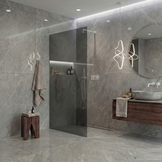 CERANO - Sprchová zástěna Walk-in Crystal L/P - 8 mm - bezvzpěrový systém - bílá matná, grafitové sklo - 120x200 cm