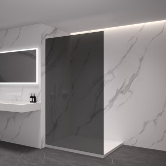 CERANO - Sprchová zástěna Walk-in Crystal L/P - 8 mm - bezvzpěrový systém - bílá matná, grafitové sklo - 80x200 cm