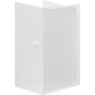 CERANO - Sprchová zástěna Walk-in Crystal L/P - 8 mm - bezvzpěrový systém - bílá matná, rýhované sklo - 140x200 cm