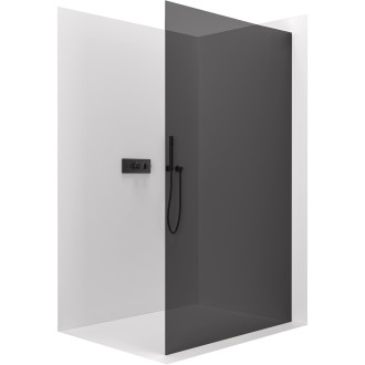CERANO - Sprchová zástěna Walk-in Crystal L/P - 8 mm - bezvzpěrový systém - černá matná, grafitové sklo - 100x200 cm