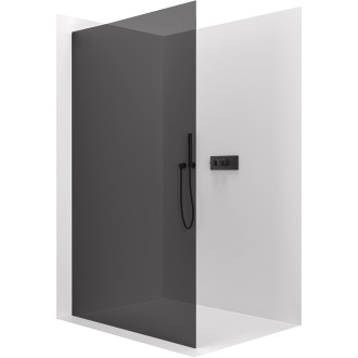 CERANO - Sprchová zástěna Walk-in Crystal L/P - 8 mm - bezvzpěrový systém - černá matná, grafitové sklo - 80x200 cm
