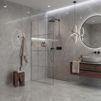 CERANO - Sprchová zástěna Walk-in Crystal L/P - 8 mm - bezvzpěrový systém - černá matná, industriální sklo - 130x200 cm