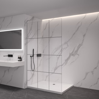 CERANO - Sprchová zástěna Walk-in Crystal L/P - 8 mm - bezvzpěrový systém - černá matná, industriální sklo - 130x200 cm