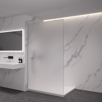 CERANO - Sprchová zástěna Walk-in Crystal L/P - 8 mm - bezvzpěrový systém - černá matná, mléčné sklo - 50x200 cm