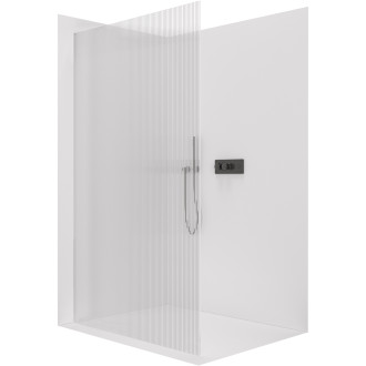 CERANO - Sprchová zástěna Walk-in Crystal L/P - 8 mm - bezvzpěrový systém - černá matná, rýhované sklo - 160x200 cm