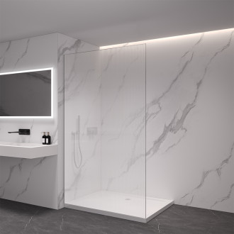 CERANO - Sprchová zástěna Walk-in Crystal L/P - 8 mm - bezvzpěrový systém - černá matná, rýhované sklo - 70x200 cm