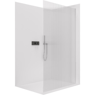 CERANO - Sprchová zástěna Walk-in Crystal L/P - 8 mm - bezvzpěrový systém - černá matná, rýhované sklo - 90x200 cm