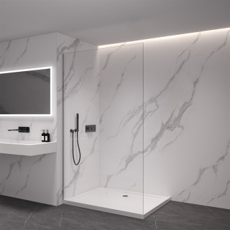 CERANO - Sprchová zástěna Walk-in Crystal L/P - 8 mm - bezvzpěrový systém - černá matná, transparentní sklo - 100x200 cm