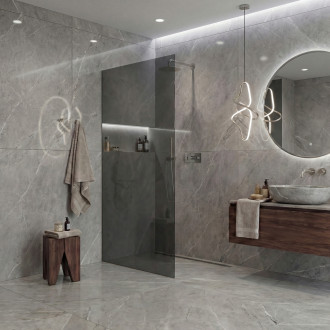 CERANO - Sprchová zástěna Walk-in Crystal L/P - 8 mm - bezvzpěrový systém - chrom, grafitové sklo - 90x200 cm