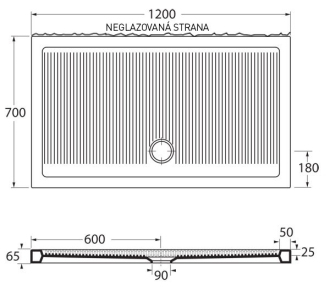 vanička keramická FERDY II obdélník 90x70x6,5 cm VANKEFEII907