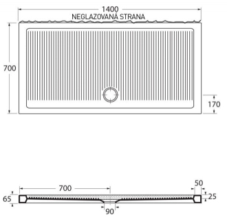 vanička keramická FERDY II obdélník 90x70x6,5 cm VANKEFEII907