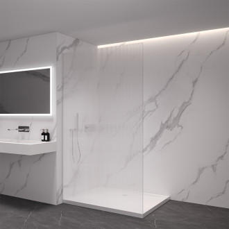 CERANO - Sprchová zástěna Walk-in Crystal L/P - 8 mm - bezvzpěrový systém - chrom, rýhované sklo - 50x200 cm