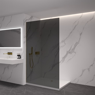 CERANO - Sprchová zástěna Walk-in Crystal L/P - 8 mm - bezvzpěrový systém - zlatá, grafitové sklo - 160x200 cm