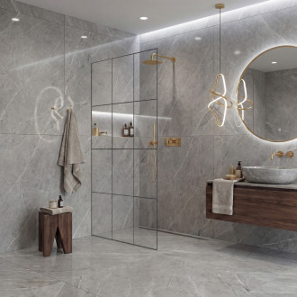 CERANO - Sprchová zástěna Walk-in Crystal L/P - 8 mm - bezvzpěrový systém - zlatá, industriální sklo - 120x200 cm