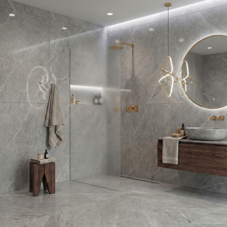 CERANO - Sprchová zástěna Walk-in Crystal L/P - 8 mm - bezvzpěrový systém - zlatá, mléčné sklo - 100x200 cm