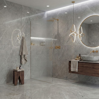 CERANO - Sprchová zástěna Walk-in Crystal L/P - 8 mm - bezvzpěrový systém - zlatá, rýhované sklo - 100x200 cm