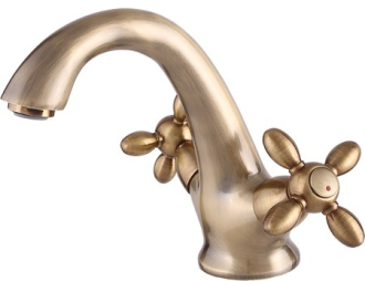 baterie Venezia V-2 Cross umyvadlová stojánková bronz OLBAV02