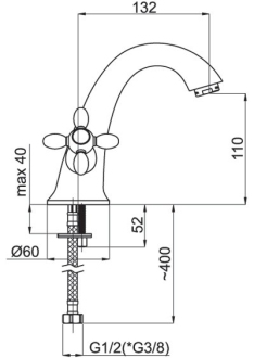 baterie Venezia V-2 Cross umyvadlová stojánková bronz OLBAV02