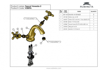 baterie Venezia V-2 Cross umyvadlová stojánková bronz OLBAV02