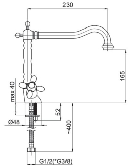 baterie Venezia V-33 Cross dřezová bronz OLBAV33